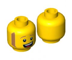 Minifigure, Head Sideburns and Open Mouth Smile with Teeth and Tongue Pattern - Hollow Stud