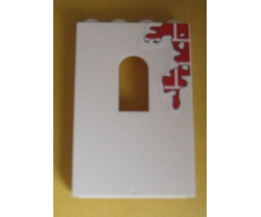 Panel 1 x 4 x 5 with Window with Red Bricks Pattern Top Right (Sticker) - Set 6242