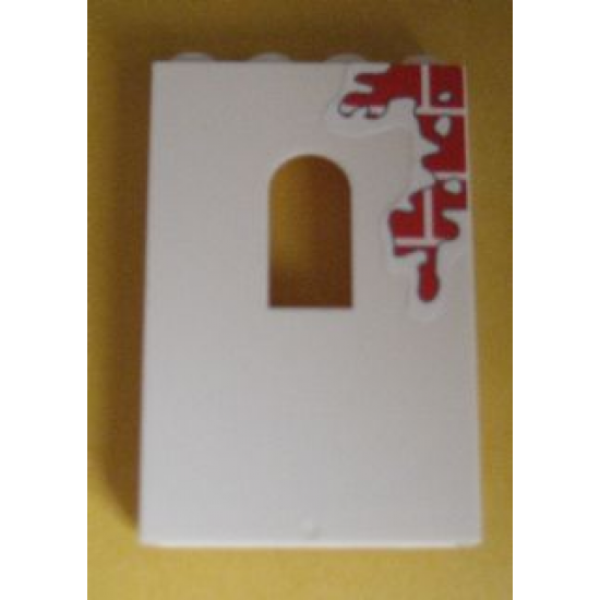 Panel 1 x 4 x 5 with Window with Red Bricks Pattern Top Right (Sticker) - Set 6242