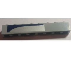 Brick 1 x 8 with Curved Dark Blue Line on Silver Background Pattern Model Left Side (Sticker) - Set 8635