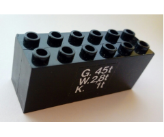Brick, Modified 2 x 6 x 2 Weight - Bottom Openings, Center Seam on Ends with White 'G. 45t W. 2,8t K. 1t' Pattern (Sticker) - Set 7727