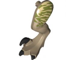 Animal, Body Part Dinosaur Leg Large (Rear) Raptor Left with Pin, Black Claws and Tan Stripes over Olive Green Pattern