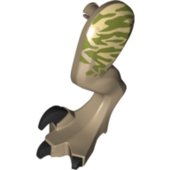 Animal, Body Part Dinosaur Leg Large (Rear) Raptor Left with Pin, Black Claws and Tan Stripes over Olive Green Pattern