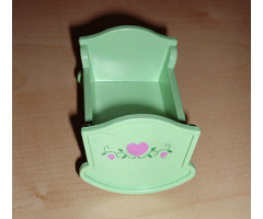 Duplo, Furniture Cradle (Belville Baby Crib) with 3 Dark Pink Hearts and Green Vine Pattern (Sticker) - Set 5860