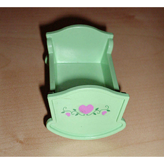 Duplo, Furniture Cradle (Belville Baby Crib) with 3 Dark Pink Hearts and Green Vine Pattern (Sticker) - Set 5860