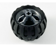 Wheel & Tire Assembly 30.4mm D. x 20mm with Center Axle Holes Motorcycle with Black Tire 43.2mm D. x 26mm Balloon Small (66155 / 61481)