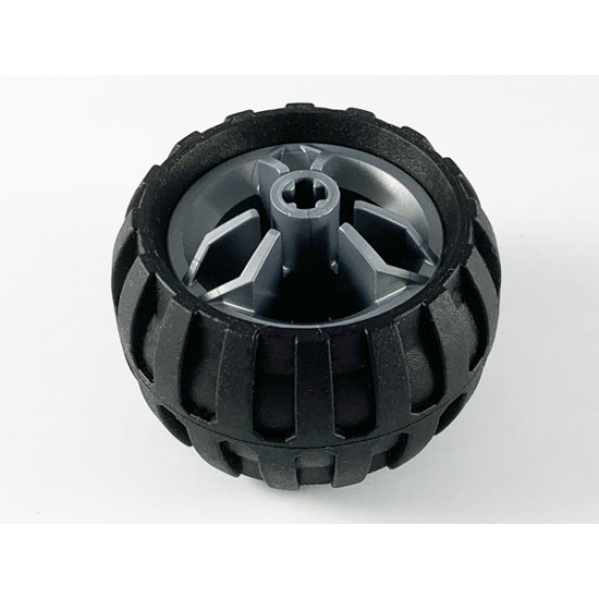 Wheel & Tire Assembly 30.4mm D. x 20mm with Center Axle Holes Motorcycle with Black Tire 43.2mm D. x 26mm Balloon Small (66155 / 61481)