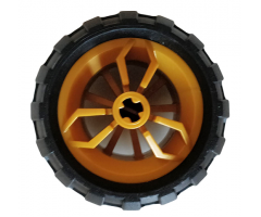 Wheel & Tire Assembly 30.4mm D. x 20mm with Center Axle Holes Motorcycle with Black Tire 43.2mm D. x 26mm Balloon Small (66155 / 61481)