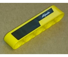 Technic, Liftarm 1 x 5 Thick with 'Alfredo' and Black and Yellow Stripes Pattern Model Left Side (Sticker) - Set 8264