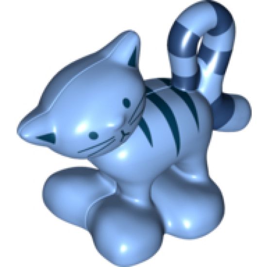 Duplo, Animal Cat Standing Turned Head with Stripes Pattern - 'Pilchard'