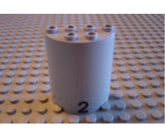 Cylinder Half 2 x 4 x 4 with Black Number 2 Pattern (Sticker) - Set 6339