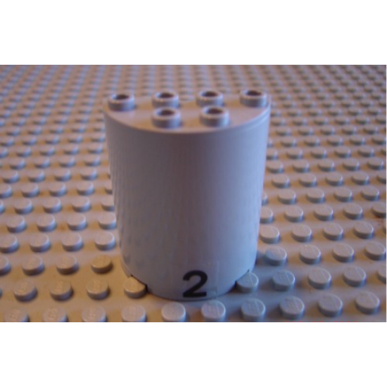 Cylinder Half 2 x 4 x 4 with Black Number 2 Pattern (Sticker) - Set 6339