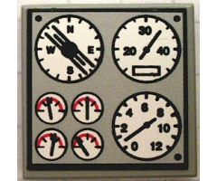 Tile 2 x 2 with Ship Controls Pattern (Sticker) - Set 8839