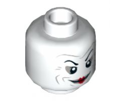 Minifigure, Head Light Bluish Gray Contour Lines, Black Raised Eyebrows, Red Lips Pattern - Hollow Stud