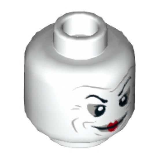 Minifigure, Head Light Bluish Gray Contour Lines, Black Raised Eyebrows, Red Lips Pattern - Hollow Stud