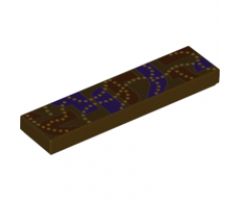 Tile 1 x 4 with Gold Dotted Lines and Dark Purple and Reddish Brown Swaths Pattern (BrickHeadz Albus Dumbledore Hat Sides)