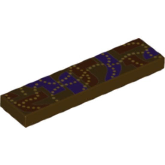 Tile 1 x 4 with Gold Dotted Lines and Dark Purple and Reddish Brown Swaths Pattern (BrickHeadz Albus Dumbledore Hat Sides)