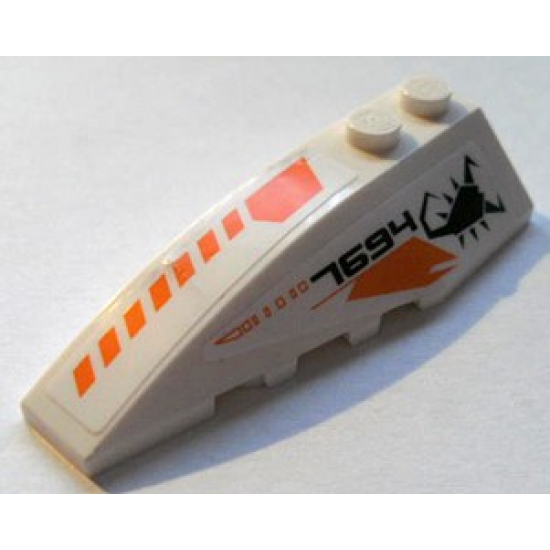 Wedge 6 x 2 Left with '7694', Scorpion and Orange Stripes Pattern (Stickers) - Set 7694