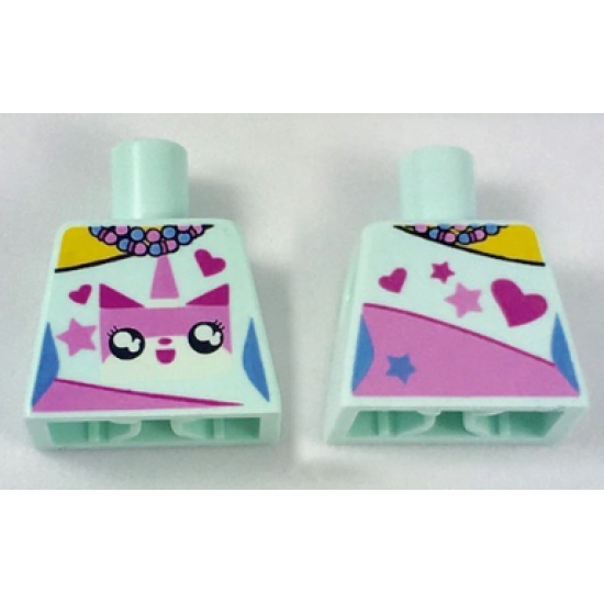 Torso Female Outline Dress with Pink Unikitty, Hearts, Stars and Beaded Necklace Pattern