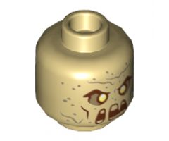 Minifigure, Head Dual Sided, Reddish Brown Eyebrows, Cheek Lines, Mouth, Medium Nougat Spots, Neutral / Fierce Pattern - Hollow Stud
