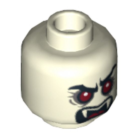Minifigure, Head Alien with Red Eyes, Fangs, Angry Eyebrows, Mouth Open Pattern - Hollow Stud