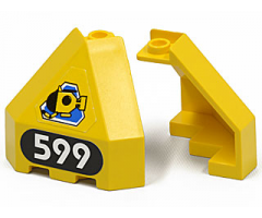 Panel 3 x 3 x 3 Corner Convex (Divers) with Yellow Submarine on Blue Triangle and Number 599 Pattern (Stickers) - Set 6599