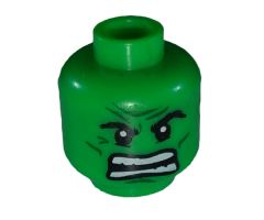 Minifigure, Head Dual Sided Alien with Raging / Scowl Pattern (Hulk) - Blocked Open Stud