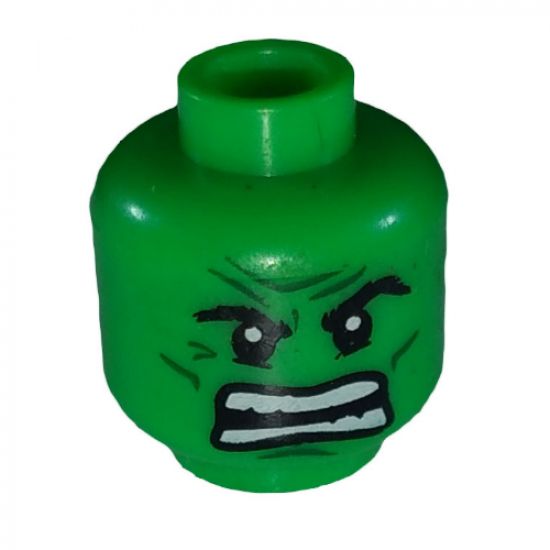 Minifigure, Head Dual Sided Alien with Raging / Scowl Pattern (Hulk) - Blocked Open Stud