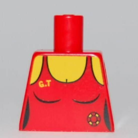 Torso Female Swimsuit with Lifeguard Ring and Yellow 'G.T' Pattern