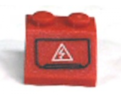 Slope 45 2 x 2 with White Electricity Danger Sign in Black Outline Pattern (Sticker) - Set 7701