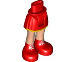 Mini Doll, Legs with Hips and Skirt, Bright Light Orange Hem, Light Nougat Legs with Red Boots with White Laces Pattern