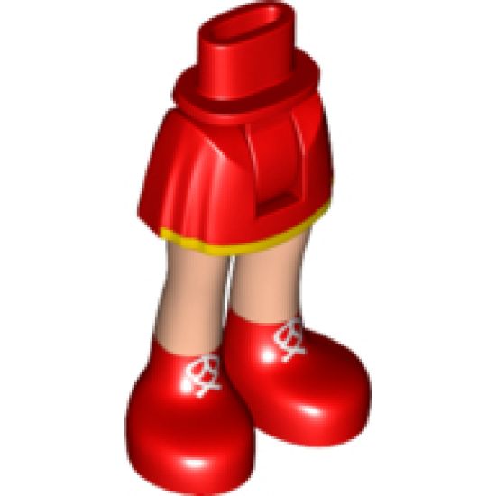 Mini Doll, Legs with Hips and Skirt, Bright Light Orange Hem, Light Nougat Legs with Red Boots with White Laces Pattern