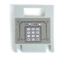 Container Box 2 x 2 x 2 Door with Slot and Keypad and Blue and Red Buttons on Dark Gray Background Pattern (Sticker) - Set 7035