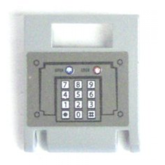 Container Box 2 x 2 x 2 Door with Slot and Keypad and Blue and Red Buttons on Dark Gray Background Pattern (Sticker) - Set 7035