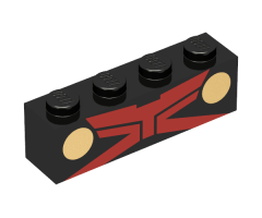 Brick 1 X 4 with Red X and Gold Circles Pattern