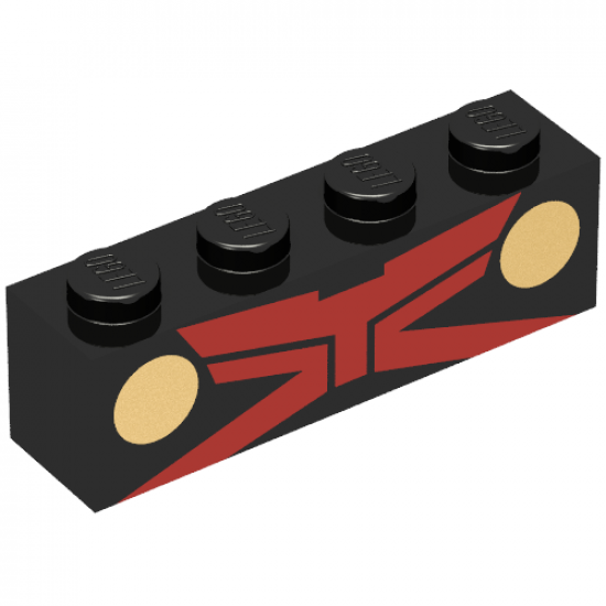 Brick 1 X 4 with Red X and Gold Circles Pattern