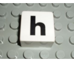 Duplo, Tile 2 x 2 x 1 with Black Lowercase Letter h Pattern