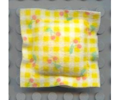 Scala Cloth Pillow Small Checkered with Yellow Lines and Cherries Pattern