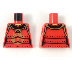Torso Samurai Armor in 3 Sections, Gold Clasps and Trim and Phoenix Logo Pattern