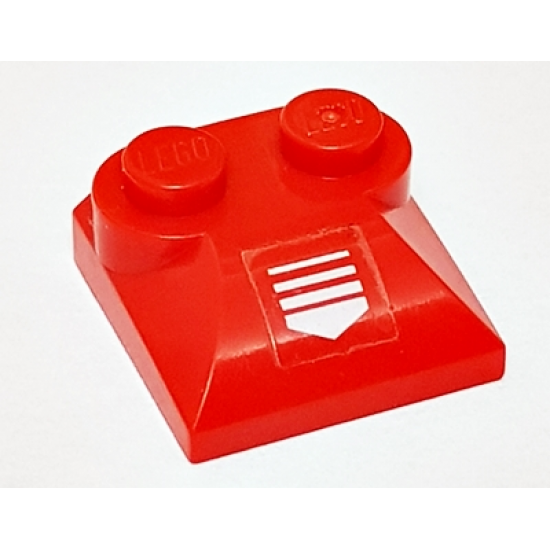 Slope, Curved 2 x 2 x 2/3 with Two Studs and Curved Sides with White Arrow Pattern (Sticker) - Set 7701