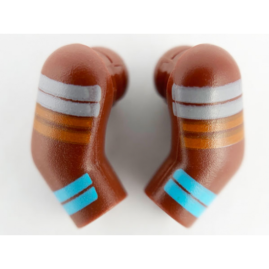 Arm, (Matching Left and Right) Pair with Light Bluish Gray, Orange and Medium Azure Stripes Pattern