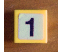 Tile 1 x 1 with Black Number 1 Thick on White Background Pattern (Sticker) - Set 8679