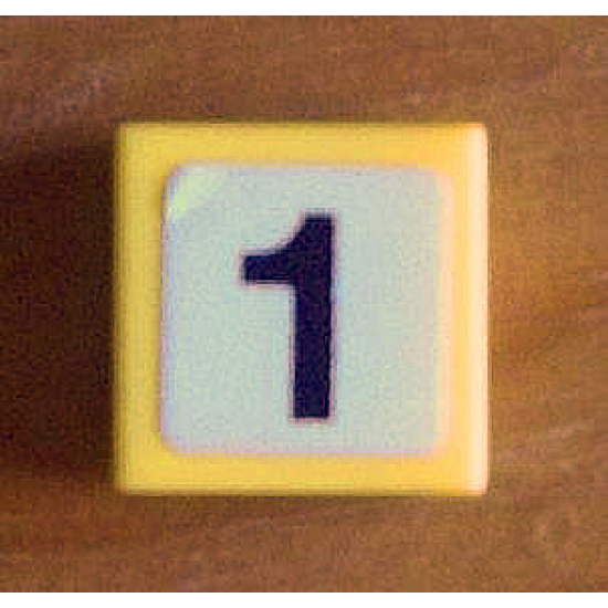 Tile 1 x 1 with Black Number 1 Thick on White Background Pattern (Sticker) - Set 8679