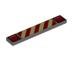 Tile 1 x 6 with Red and Yellow Danger Stripes and Taillights Pattern