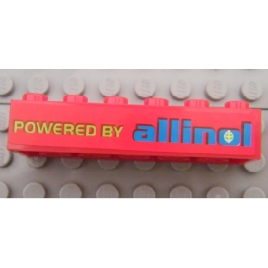 Brick 2 x 6 with 'POWERED BY allinol' Pattern (Sticker) - Set 8484