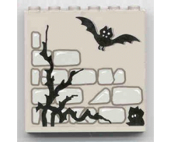 Brick 1 x 6 x 5 with Stone, Twig and Bat Pattern (Sticker) - Set 1382