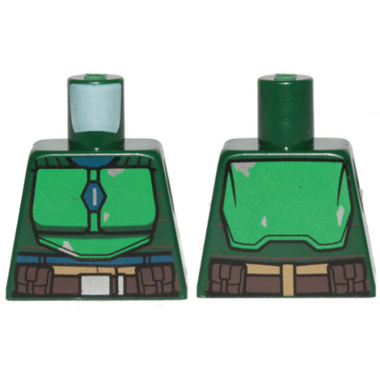 Torso SW Armor Green Plates and Dark Brown Belt Pattern (Mandalorian)