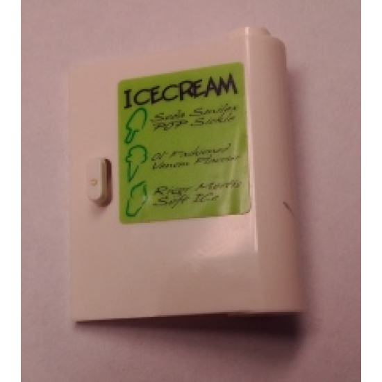 Door 1 x 3 x 3 Right - Open Between Top and Bottom Hinge with 'ICECREAM' and Menu Pattern (Sticker) - Set 7888