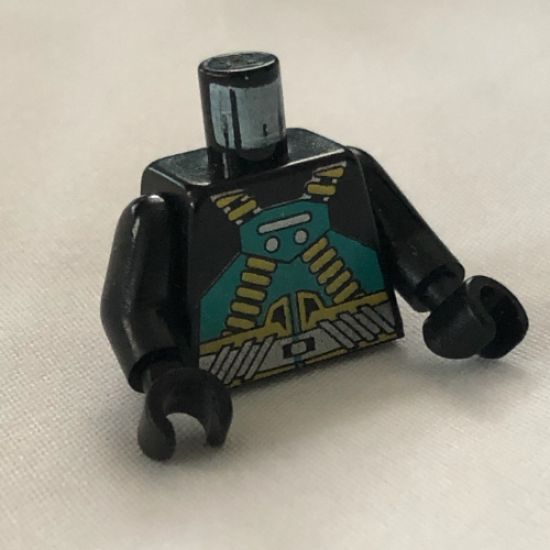 Torso Aquazone Aquaraider Dark Turquoise and Yellow Crossed Belts Pattern / Black Arms / Black Hands