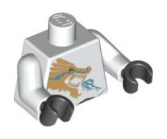 Torso Ninjago Gold Dragon Front and Gold Lion and 'ZANE' Back Pattern / White Arms / Black Hands